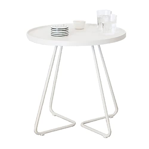 MYXJX Beistelltisch, Leichter Luxus-Ecktisch/Kleiner Runder Tisch, Mini-Nachttisch fürs Schlafzimmer, Multifunktionaler Kleiner Couchtisch(White,37X45CM) von MYXJX