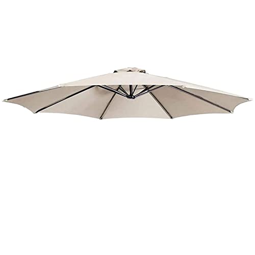 MYXJX Ersatz-Sonnenschirmbezug, 2,7 m 3 UV-Schutz Ersatz-Sonnenschirmabdeckung Polyester Garten-Sonnenschirmdach wasserdichter Sonnenschutz(Off White,2.7m 8 Ribs) von MYXJX