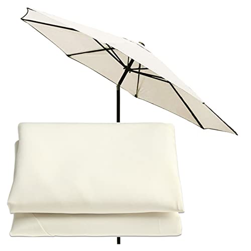MYXJX Ersatz-Sonnenschirmbezug, Gartenschirmabdeckungen Ersatzschirm Stoffabdeckung Sonnenschirm Regenschirm Ersatzdach Anti-Ultraviolett, wasserdicht(Off White,2.7m 8 Ribs) von MYXJX