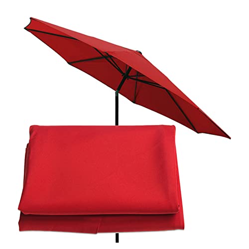 MYXJX Ersatz-Sonnenschirmbezug, Gartenschirmabdeckungen Ersatzschirm Stoffabdeckung Sonnenschirm Regenschirm Ersatzdach Anti-Ultraviolett, wasserdicht(Red,2.7m 8 Ribs) von MYXJX