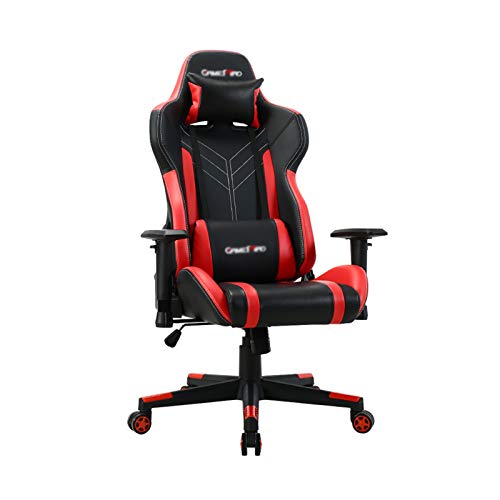 MYXJX Gaming-Stuhl, Gamingstühle for Erwachsene, Pu E-Sports Autositz Home Bequemer Sessel Studio Live Broadcomputer Stuhl Schreibtischstühle/Rot(Red) von MYXJX