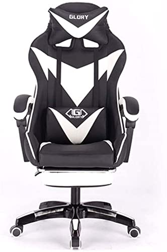 MYXJX Gaming-Stuhl, Gamis-Drehstuhl aus Leder, Zero Chair, Computerstuhl mit hoher Rückenlehne, Verstellbarer Bürostuhl mit Kopfstütze und Lendenwirbelstütze/Pink(Black and White) von MYXJX