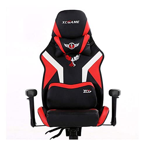 MYXJX Gaming-Stuhl, Gamiswivel Lederstuhl,Ergonomischer Home-Office-Computer-Schreibtischstuhl,Raciasessel mit hoher Rückenlehne aus Pu-Leder mit Lendenkissen/Schwarz D(Black Red) von MYXJX