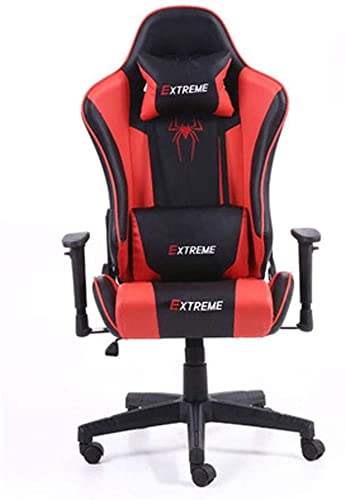 MYXJX Gaming-Stuhl, Zero Chair, Drehbarer Gamingstuhl aus Leder, Computerstuhl mit hoher Rückenlehne, Verstellbarer Bürostuhl mit Kopfstütze und Lendenwirbelstütze/Schwarz(Black and Red) von MYXJX