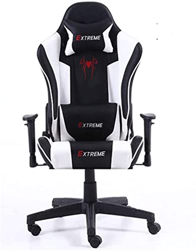 MYXJX Gaming-Stuhl, Zero Chair, Drehbarer Gamingstuhl aus Leder, Computerstuhl mit hoher Rückenlehne, Verstellbarer Bürostuhl mit Kopfstütze und Lendenwirbelstütze/Schwarz(Black and White) von MYXJX