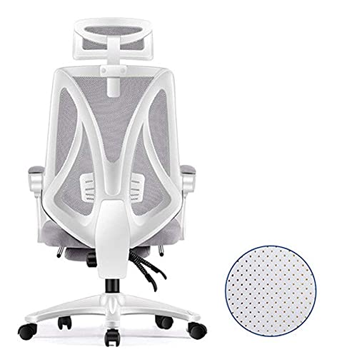 MYXJX Gaming-Stuhl, Zero Swivel Gamiracichair mit hoher Rückenlehne for Spiele, Bürostuhl for PC, verstellbare Lordosenstütze/weißer Rahmen, blaues Netz(White Frame Gray Net) von MYXJX