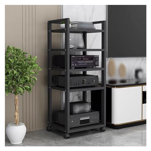 MYXJX Plattenspieler-Ständer, 120 cm hoher 5-stöckiger Medienständer, Audio-/Video-Komponentenschrank, Stereo-Komponenten-Rack-Schrank, Schrank for Heimbüro-Theater(Black) von MYXJX