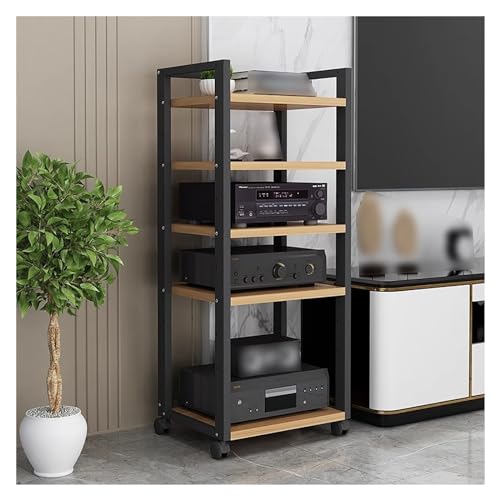 MYXJX Plattenspieler-Ständer, 120 cm hoher 5-stöckiger Medienständer, Audio-/Video-Komponentenschrank, Stereo-Komponenten-Rack-Schrank, Schrank for Heimbüro-Theater(White) von MYXJX