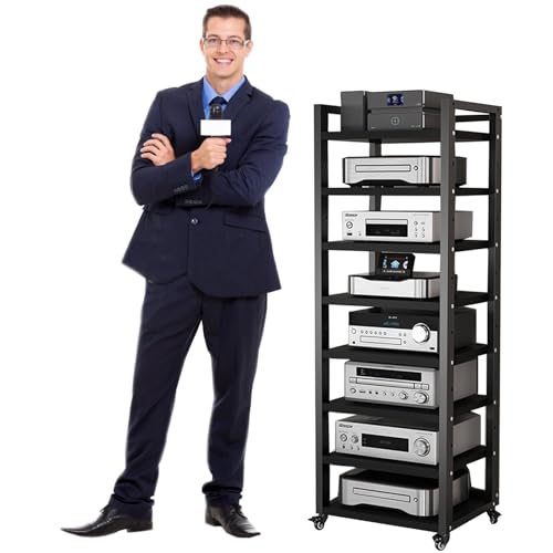 MYXJX Plattenspieler-Ständer, 161 cm (63 Zoll) hohes multifunktionales Audio-/Video-Komponenten-Rack, moderner Schrank mit rollenden Rädern(Black2,8 TIER60CM Wide) von MYXJX