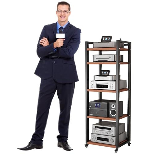 MYXJX Plattenspieler-Ständer, 161 cm (63 Zoll) hohes multifunktionales Audio-/Video-Komponenten-Rack, moderner Schrank mit rollenden Rädern(Black3,5 TIER60CM Wide) von MYXJX