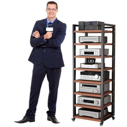 MYXJX Plattenspieler-Ständer, 161 cm (63 Zoll) hohes multifunktionales Audio-/Video-Komponenten-Rack, moderner Schrank mit rollenden Rädern(Black3,8 TIER50CM Wide) von MYXJX