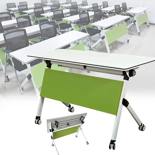 MYXJX Schreibtisch, Flip-Top-Seminartisch mit leisen Rollen, geeignet for Büro, Besprechungsraum und Klassenzimmer(160x40x75cm) von MYXJX