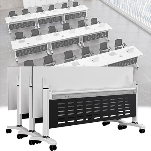 MYXJX Schreibtisch, Mobiler Mehrzwecktisch, 3-teiliger rollender Trainingsarbeitstisch mit Klappdeckel und leisen Rädern, geeignet for Büro, Besprechungsraum, Klassenzimmer(160x60x75cm) von MYXJX