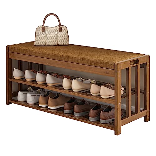 MYXJX Schuhbank, Mit gepolstertem Schuhregal und Schuhaufbewahrung, ideal for Wohnzimmer und Flur(A 50x27x45 cm) von MYXJX