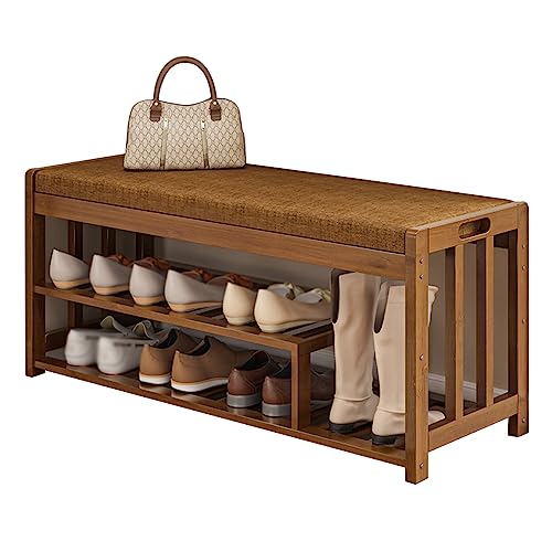 MYXJX Schuhbank, Mit gepolstertem Schuhregal und Schuhaufbewahrung, ideal for Wohnzimmer und Flur(B 90x27x45 cm) von MYXJX