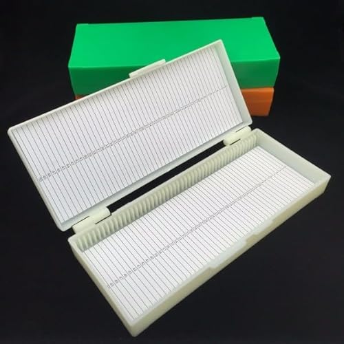 Objektträger, Kunststoff-Mikroskop-Glasobjektträgerbox 100 50 25 12 10 Stück Aufbewahrungskofferhalter for biologische Scheiben for vorbereitete Mikroskopobjektträger(50pcs slides box) von MYXJX
