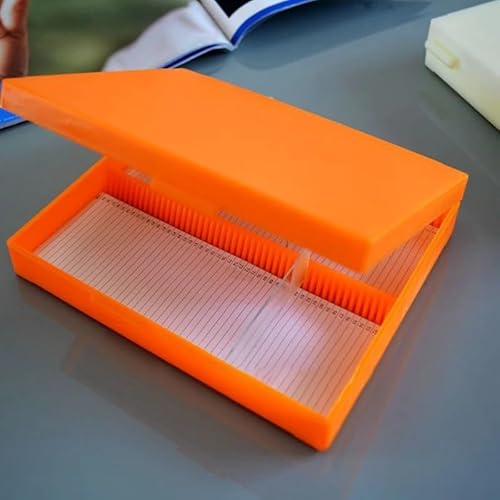 Objektträger, Objektträgerbox for die biologische Pathologie, fasst bis zu 25/50/100-fachen Objektträger, Bio-Scheibenbox, Schlitz, rechteckige aus Glas for Mikroskope von MYXJX