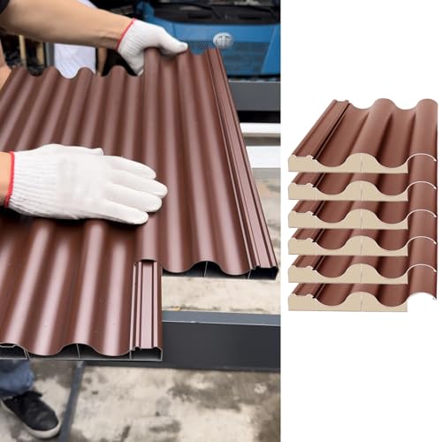 Polycarbonat-Dachplatten, Dachbahnen 6 Stück Spleißbare Dachbahnenplatte, Isolierte Dachverkleidungsplatte Wellenförmig(Brown,L 1.3m/4.3ft) von MYXJX