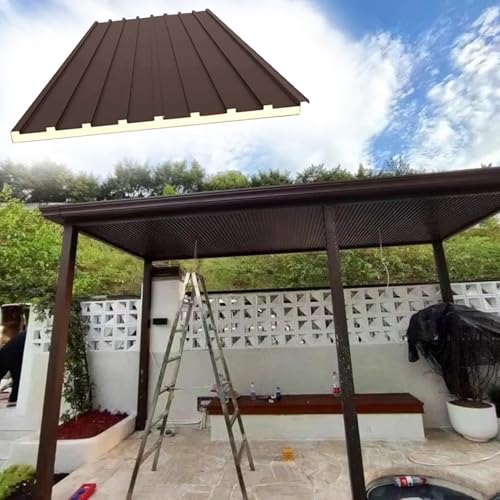 Polycarbonat-Dachplatten, Dachplatten Hausbau Dachverkleidungsplatte, Aluminium-Dachplatten - Isolierte Welldachplatten(Brown,L 1.3m/4.3ft) von MYXJX