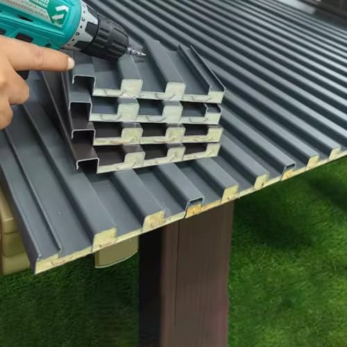Polycarbonat-Dachplatten, Dachplatten Metalldachplatten mit Polycarbonatfüllung, Allwetter-wasserdichte Welldachplatten(Brown,1m/3.3ft) von MYXJX