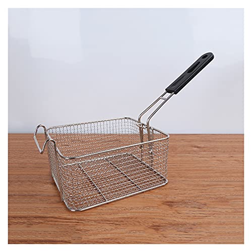 Pommes-frites-Korb, Frittierkorb aus Edelstahl mit Verbrühschutzgriff Kommerzielle elektrische Fritteuse Pommes-Frites-Korb Quadratischer Ölfilter von MYXJX