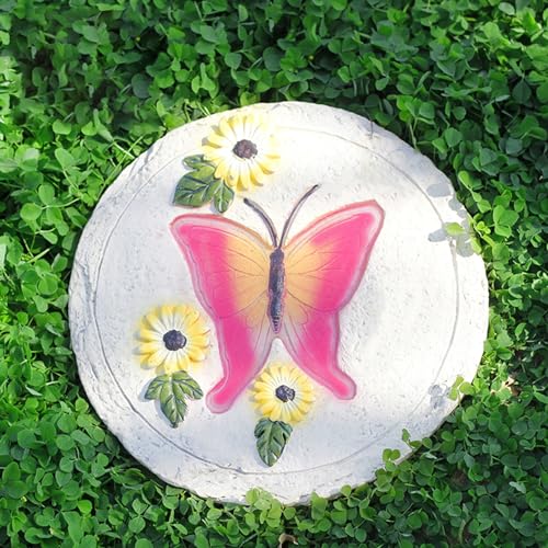 Trittsteine für den Garten, Dimensionale harzige Rasen-Gehwegsteine, mehrfarbiger dekorativer Stein for die Landschaftsgestaltung von Gehwegen(Pink) von MYXJX