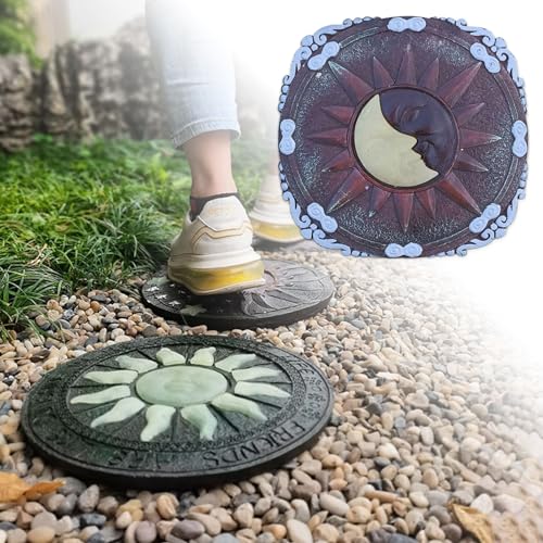 Trittsteine für den Garten, Europäisches Vintage-Landschaftsdekor mit Sonnenmuster for Wege/Hinterhöfe/Innenhöfe, dekoratives Ornament for den Innenbereich(Style2,3PCS) von MYXJX