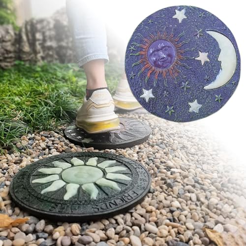 Trittsteine für den Garten, Europäisches Vintage-Landschaftsdekor mit Sonnenmuster for Wege/Hinterhöfe/Innenhöfe, dekoratives Ornament for den Innenbereich(Style4,3PCS) von MYXJX