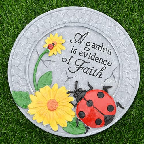 Trittsteine für den Garten, Gehwegsteine ​​für den Außenbereich mit Marienkäfer-Vogel-Schmetterlings-Muster, umweltfreundlicher, harzhaltiger Landschaftsdekor-Fußstein(Ladybug,3PCS) von MYXJX