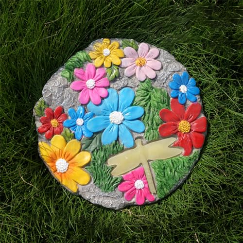Trittsteine für den Garten, Leuchtende Pflastersteine ​​für die Landschaftsgestaltung im Außenbereich, dekorative Steine Blumenbeete, Teichbereiche und Rasenflächen(Style3,2PCS) von MYXJX