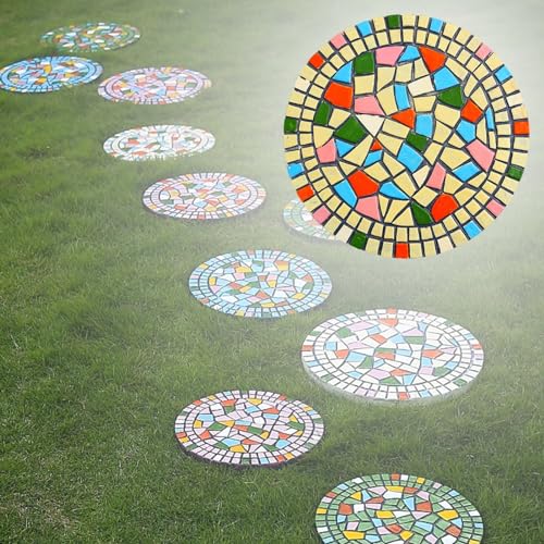 Trittsteine für den Garten, Mehrfarbige, runde dekorative Gehweg-Landschaftssteine, umweltfreundliche, harzhaltige Pflastersteine ​​für Außenwege(Beige,1PC) von MYXJX