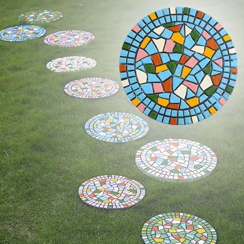 Trittsteine für den Garten, Mehrfarbige, runde dekorative Gehweg-Landschaftssteine, umweltfreundliche, harzhaltige Pflastersteine ​​für Außenwege(Blue,1PC) von MYXJX
