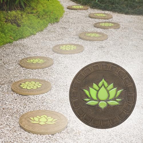 Trittsteine für den Garten, Pflastersteine ​​für die Weggestaltung mit Lotusmuster, dreidimensionale Teichbereiche/Rasen/Innenhofdekoration im orientalischen Stil(Style2) von MYXJX