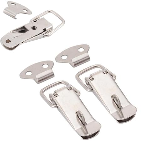 Verriegelung, 2pc Toggle Hasp Latch Edelstahl Schnalle Vorhängeschloss Schloss Frühling Entenschnabel Box Gepäck Schloss Schnalle Holz Box(Nickled Plated 129mm) von MYXJX