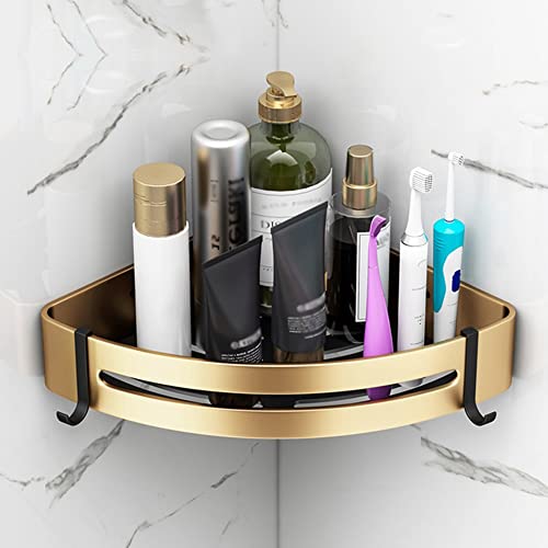 toilettenpapierhalter Toilettenpapierhalter, Zubehör for doppelte Handtuchstangen, Aluminiumlegierung, Schwarzgold, 50 cm Badezimmerregal(Triangle Shelf) von MYXJX