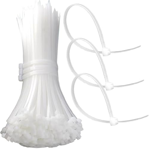 Kabelbinder Weiß 300mm x 7.6mm - 100 Stück UV-beständig, 75kg Zugfestigkeit, selbstsichernd für drinnen und draußen - Ideal für Kabelmanagement, Gartenarbeit, Haushalt, Werkstatt, der Garage Kabelbinder Weiß 300mm x 7.6mm - 100 Stück UV-beständig, 75kg Zugfestigkeit, selbstsichernd für drinnen und draußen - Ideal für Kabelmanagement, Gartenarbeit, Haushalt, Werkstatt, der Garage von MYXKHYLL