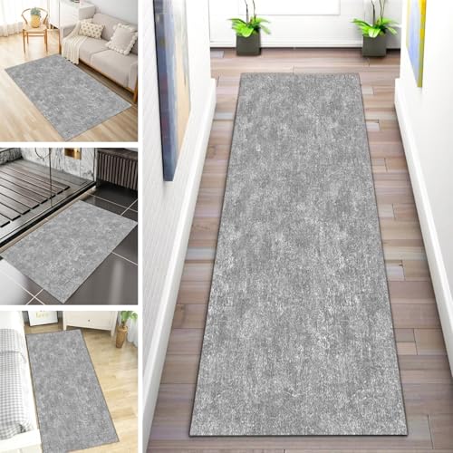 MYYNLI Rutschfester Teppich Gehweg Matte 100x380cm Küchenteppich wasserwäschbar nach Meter Schlafzimmer Korridor Langer Teppich, Länge anpassbar, Breite 40-120cm (Hellgrau) von MYYNLI
