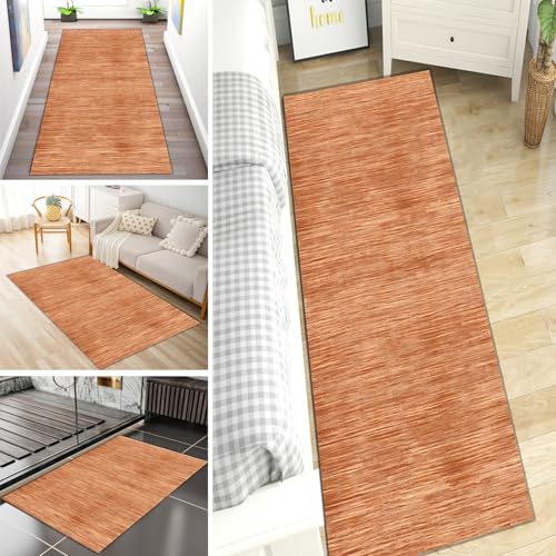 MYYNLI Rutschfester Teppich Gehweg Matte 40x380cm Küchenteppich wasserwäschbar nach Meter Schlafzimmer Korridor Langer Teppich, Länge anpassbar, Breite 40-120cm (Orange) von MYYNLI
