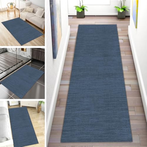 MYYNLI Rutschfester Teppich Gehweg Matte 80x220cm Küchenteppich wasserwäschbar nach Meter Schlafzimmer Korridor Langer Teppich, Länge anpassbar, Breite 40-120cm (Blau) von MYYNLI