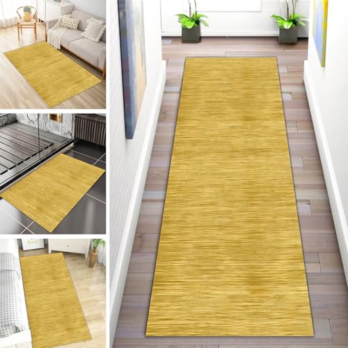 MYYNLI Rutschfester Teppich Gehweg Matte 80x400cm Küchenteppich wasserwäschbar nach Meter Schlafzimmer Korridor Langer Teppich, Länge anpassbar, Breite 40-120cm (Gelb) von MYYNLI