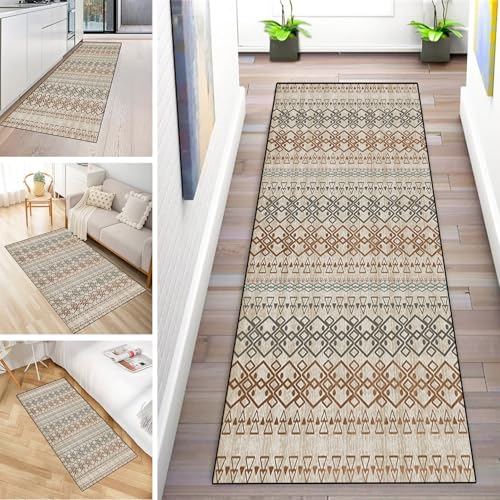 MYYNLI Teppich Läufer Flur rutschfest 100x150cm Bohemian Style-Braun Schwarz Waschbar Meterware Schlafzimmer Korridor Teppichläufer Lang, Länge Anpassbare, Breite 40-120cm MYYNLI Teppich Läufer Flur rutschfest 100x150cm Bohemian Style-Braun Schwarz Waschbar Meterware Schlafzimmer Korridor Teppichläufer Lang, Länge Anpassbare, Breite 40-120cm von MYYNLI