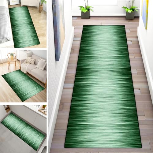 MYYNLI Teppich Läufer Flur rutschfest 100x250cm Grüner Gradient Waschbar Meterware Schlafzimmer Korridor Teppichläufer Lang, Länge Anpassbare, Breite 40-120cm von MYYNLI