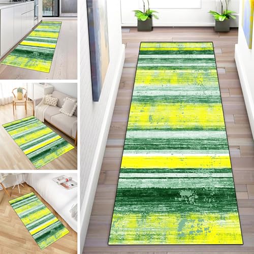 MYYNLI Teppich Läufer Flur rutschfest 100x320cm Böhmisches Gelbgrün Waschbar Meterware Schlafzimmer Korridor Teppichläufer Lang, Länge Anpassbare, Breite 40-120cm von MYYNLI
