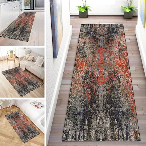 MYYNLI Teppich Läufer Flur rutschfest 100x350cm Edeles schwarz-rotes Muster Waschbar Meterware Schlafzimmer Korridor Teppichläufer Lang, Länge Anpassbare, Breite 40-120cm MYYNLI Teppich Läufer Flur rutschfest 100x350cm Edeles schwarz-rotes Muster Waschbar Meterware Schlafzimmer Korridor Teppichläufer Lang, Länge Anpassbare, Breite 40-120cm von MYYNLI