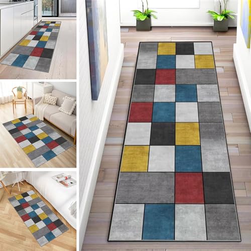 MYYNLI Teppich Läufer Flur rutschfest 100x380cm Farbe Retro Waschbar Meterware Schlafzimmer Korridor Teppichläufer Lang, Länge Anpassbare, Breite 40-120cm von MYYNLI
