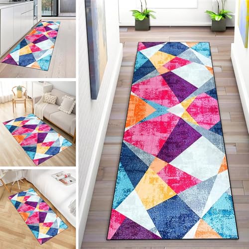 MYYNLI Teppich Läufer Flur rutschfest 120x200cm Farbiges Glas Fragment Splice-Muster Waschbar Meterware Schlafzimmer Korridor Teppichläufer Lang, Länge Anpassbare, Breite 40-120cm von MYYNLI