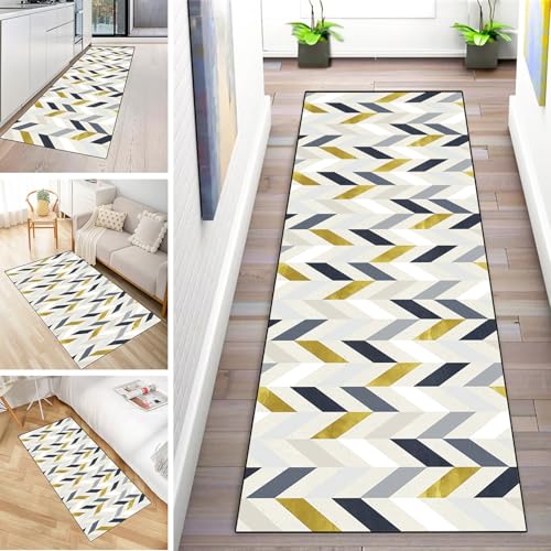 MYYNLI Teppich Läufer Flur rutschfest 120x320cm Gelbe Linien symmetrische Kunstmuster Waschbar Meterware Schlafzimmer Korridor Teppichläufer Lang, Länge Anpassbare, Breite 40-120cm MYYNLI Teppich Läufer Flur rutschfest 120x320cm Gelbe Linien symmetrische Kunstmuster Waschbar Meterware Schlafzimmer Korridor Teppichläufer Lang, Länge Anpassbare, Breite 40-120cm von MYYNLI