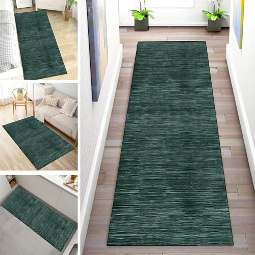 MYYNLI Teppich Läufer Flur rutschfest 120x380cm Dunkelgrün Waschbar Meterware Schlafzimmer Korridor Teppichläufer Lang, Länge Anpassbare, Breite 40-120cm von MYYNLI