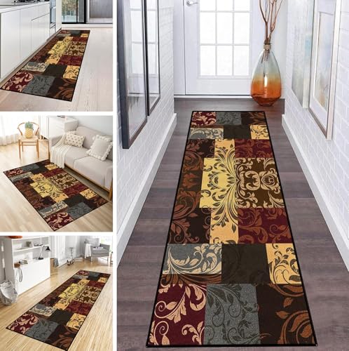 MYYNLI Teppich Läufer Flur rutschfest 120x380cm Vintage Muster Waschbar Meterware Schlafzimmer Korridor Teppichläufer Lang, Länge Anpassbare, Breite 40-120cm MYYNLI Teppich Läufer Flur rutschfest 120x380cm Vintage Muster Waschbar Meterware Schlafzimmer Korridor Teppichläufer Lang, Länge Anpassbare, Breite 40-120cm von MYYNLI