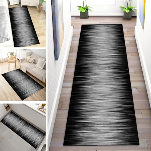 MYYNLI Teppich Läufer Flur rutschfest 120x400cm Gradient Schwarz-Grau Waschbar Meterware Schlafzimmer Korridor Teppichläufer Lang, Länge Anpassbare, Breite 40-120cm von MYYNLI